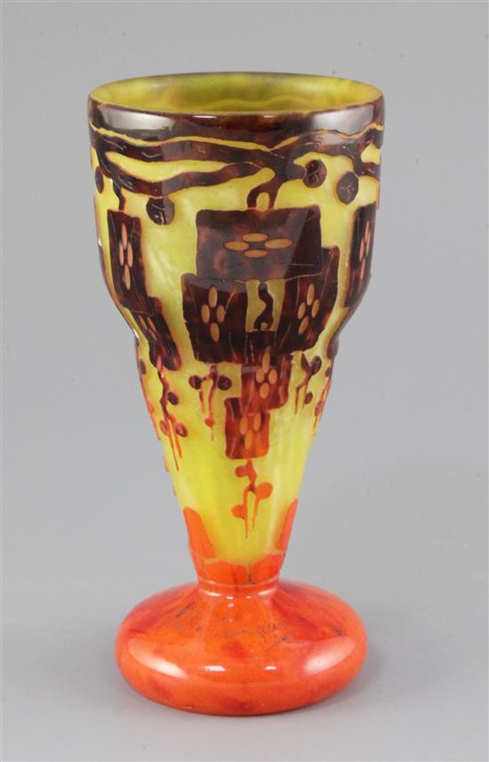 A Le Verre Francais cameo glass goblet shaped vase, 1920s, height 17.5cm